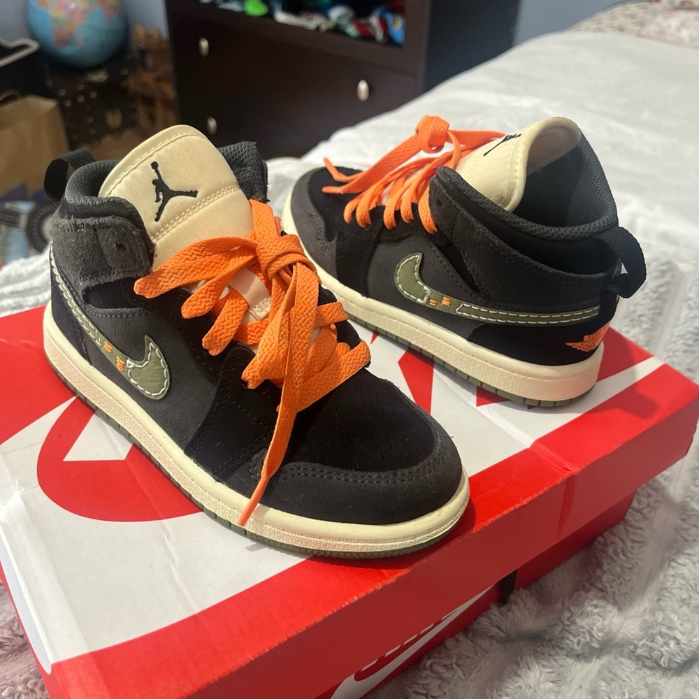 Jordan Kids Black and Orange Sneakers 12c brand new bought for $90 dont miss